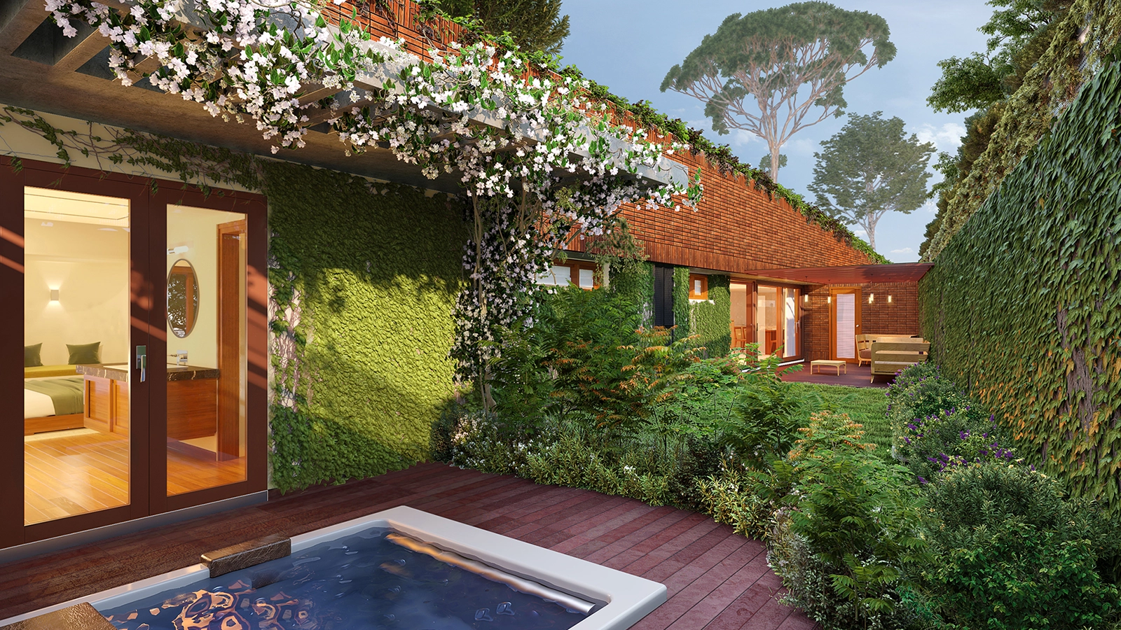 Total Environment Over The Rainbow Villas In Nandi Hills Bangalore Visulisation Of V25 Villa from Garden 1